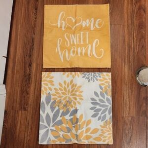 Home Sweet Home Decorative Pillow Covers - Yellow and Gray